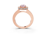 Rose gold Fancy Pink Oval Cut Diamond Milgrain Halo Engagement Ring with Round Pavé Band and Prong Setting_16