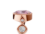 Rose gold Fancy Pink Oval  Cut Diamond Milgrain Marquise Band with Prong Setting_8