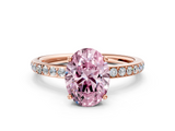 Rose gold Fancy Pink Oval  Cut Diamond Pavé Band Ring with Four-Prong Setting_24