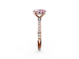 Rose gold Fancy Pink Oval  Cut Diamond Pavé Band Ring with Four-Prong Setting_26