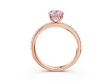 Rose gold Fancy Pink Oval  Cut Diamond Pavé Band Ring with Four-Prong Setting_27