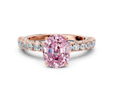 Rose gold Fancy Pink Oval Cut Diamond Pavé Band Solitaire Ring with Prong Setting_77
