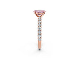 Rose gold Fancy Pink Oval Cut Diamond Pavé Band Solitaire Ring with Prong Setting_79