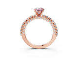 Rose gold Fancy Pink Oval Cut Diamond Pavé Band Solitaire Ring with Prong Setting_80
