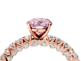 Rose gold Fancy Pink Oval Cut Diamond Pavé Band Solitaire Ring with Prong Setting_81