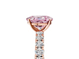 Rose gold Fancy Pink Oval Cut Diamond Pavé Band Solitaire Ring with Prong Setting_82