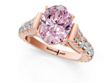 Rose gold Fancy Pink Oval  Cut Diamond Pavé Band Solitaire with Four-Prong Setting_16