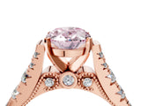 Rose gold Fancy Pink Oval  Cut Diamond Pavé Band Solitaire with Four-Prong Setting_19