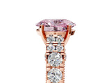 Rose gold Fancy Pink Oval  Cut Diamond Pavé Band Solitaire with Four-Prong Setting_20