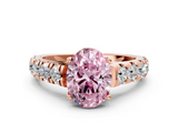 Rose gold Fancy Pink Oval  Cut Diamond Pavé Band Solitaire with Four-Prong Setting_3