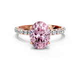 Rose gold Fancy Pink Oval  Cut Diamond Pavé Band Solitaire with Four-Prong Setting_3