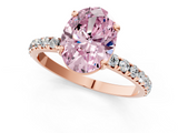 Rose gold Fancy Pink Oval  Cut Diamond Pavé Band Solitaire with Four-Prong Setting_4