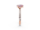 Rose gold Fancy Pink Oval  Cut Diamond Pavé Band Solitaire with Four-Prong Setting_5