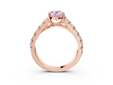 Rose gold Fancy Pink Oval  Cut Diamond Pavé Band Solitaire with Four-Prong Setting_6