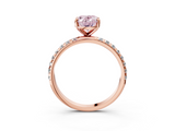 Rose gold Fancy Pink Oval  Cut Diamond Pavé Band Solitaire with Four-Prong Setting_6