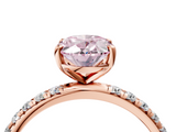 Rose gold Fancy Pink Oval  Cut Diamond Pavé Band Solitaire with Four-Prong Setting_7