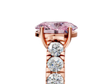 Rose gold Fancy Pink Oval  Cut Diamond Pavé Band Solitaire with Four-Prong Setting_8