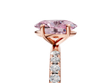 Rose gold Fancy Pink Oval  Cut Diamond Pavé Band Solitaire with Four-Prong Setting_8