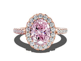 Rose gold Fancy Pink Oval Cut Diamond Pavé Halo Ring with Four-Prong Setting_36