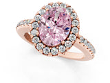 Rose gold Fancy Pink Oval Cut Diamond Pavé Halo Ring with Four-Prong Setting_37