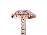 Rose gold Fancy Pink Oval Cut Diamond Pavé Halo Ring with Four-Prong Setting_41