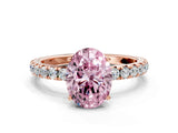 Rose gold Fancy Pink Oval Cut Diamond Pavé Solitaire Engagement Ring with Four-Prong Setting_71