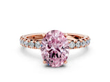 Rose gold Fancy Pink Oval Cut Diamond Pavé Solitaire Ring with Round Band and Prong Setting_12
