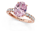 Rose gold Fancy Pink Oval Cut Diamond Pavé Solitaire Ring with Round Band and Prong Setting_13