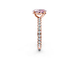 Rose gold Fancy Pink Oval Cut Diamond Pavé Solitaire Ring with Round Band and Prong Setting_14