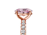 Rose gold Fancy Pink Oval Cut Diamond Pavé Solitaire Ring with Round Band and Prong Setting_17