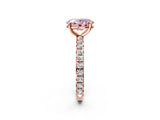Rose gold Fancy Pink Oval Cut Diamond Pavé Solitaire Ring with Round Band and Prong Setting_26