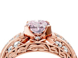 Rose gold Fancy Pink Oval Cut Diamond Pave Art Deco Split Shank Ring with Four-Prong Setting_4