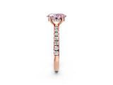 Rose gold Fancy Pink Oval Cut Diamond Pave Band Solitaire Ring with Four-Prong Setting_60