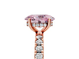 Rose gold Fancy Pink Oval Cut Diamond Pave Band Solitaire Ring with Four-Prong Setting_63
