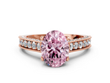Rose gold Fancy Pink Oval  Cut Diamond Pave Band with Four-Prong Setting_72