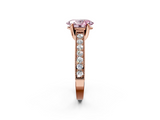 Rose gold Fancy Pink Oval  Cut Diamond Pave Band with Four-Prong Setting_74