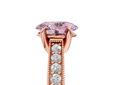 Rose gold Fancy Pink Oval  Cut Diamond Pave Band with Four-Prong Setting_77
