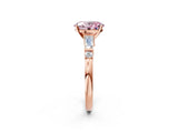 Rose gold Fancy Pink Oval  Cut Diamond Ring with Baguette Side Stones, Channel Set Band, and Four-Prong Setting_26