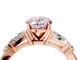 Rose gold Fancy Pink Oval  Cut Diamond Ring with Baguette Side Stones, Channel Set Band, and Four-Prong Setting_28