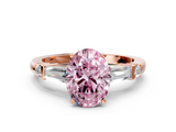 Rose gold Fancy Pink Oval  Cut Diamond Ring with Baguette Side Stones, Channel Set Band, and Four-Prong Setting_3