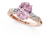 Rose gold Fancy Pink Oval  Cut Diamond Ring with Baguette Side Stones, Channel Set Band, and Four-Prong Setting_4