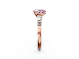 Rose gold Fancy Pink Oval  Cut Diamond Ring with Baguette Side Stones, Channel Set Band, and Four-Prong Setting_5