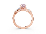 Rose gold Fancy Pink Oval  Cut Diamond Ring with Baguette Side Stones, Channel Set Band, and Four-Prong Setting_6
