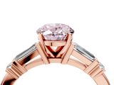 Rose gold Fancy Pink Oval  Cut Diamond Ring with Baguette Side Stones, Channel Set Band, and Four-Prong Setting_7