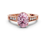 Rose gold Fancy Pink Oval Cut Diamond Ring with Milgrain Pavé Band and Four-Prong Setting_20
