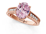 Rose gold Fancy Pink Oval Cut Diamond Ring with Milgrain Pavé Band and Four-Prong Setting_21