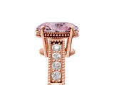 Rose gold Fancy Pink Oval Cut Diamond Ring with Milgrain Pavé Band and Four-Prong Setting_25
