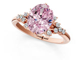 Rose gold Fancy Pink Oval Cut Diamond Ring with Side Stones and Four-Prong Setting_13