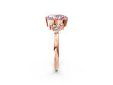 Rose gold Fancy Pink Oval Cut Diamond Ring with Side Stones and Four-Prong Setting_14