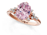 Rose gold Fancy Pink Oval Cut Diamond Ring with Side Stones and Four-Prong Setting_149